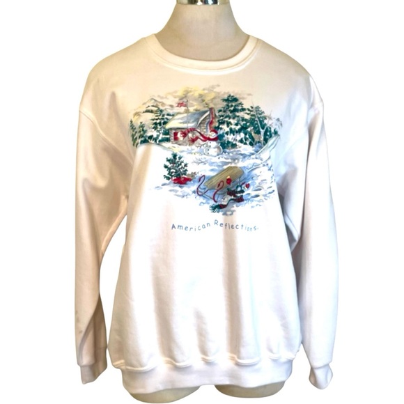 Christmas Sweatshirt Vintage American Reflections Snowman Vintage 90s - Picture 1 of 10